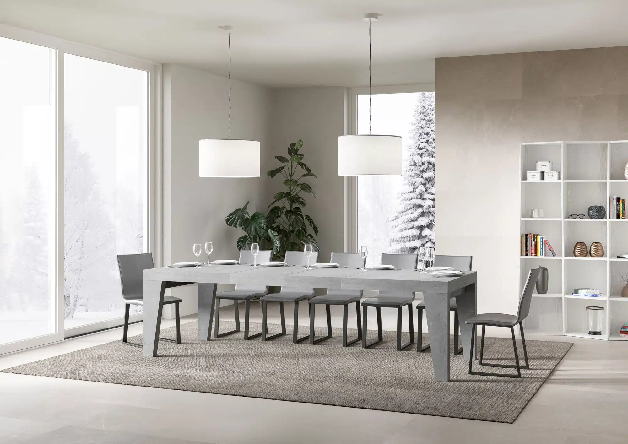 Tavolo allungabile 200/460x90 cm Naxy Premium cemento