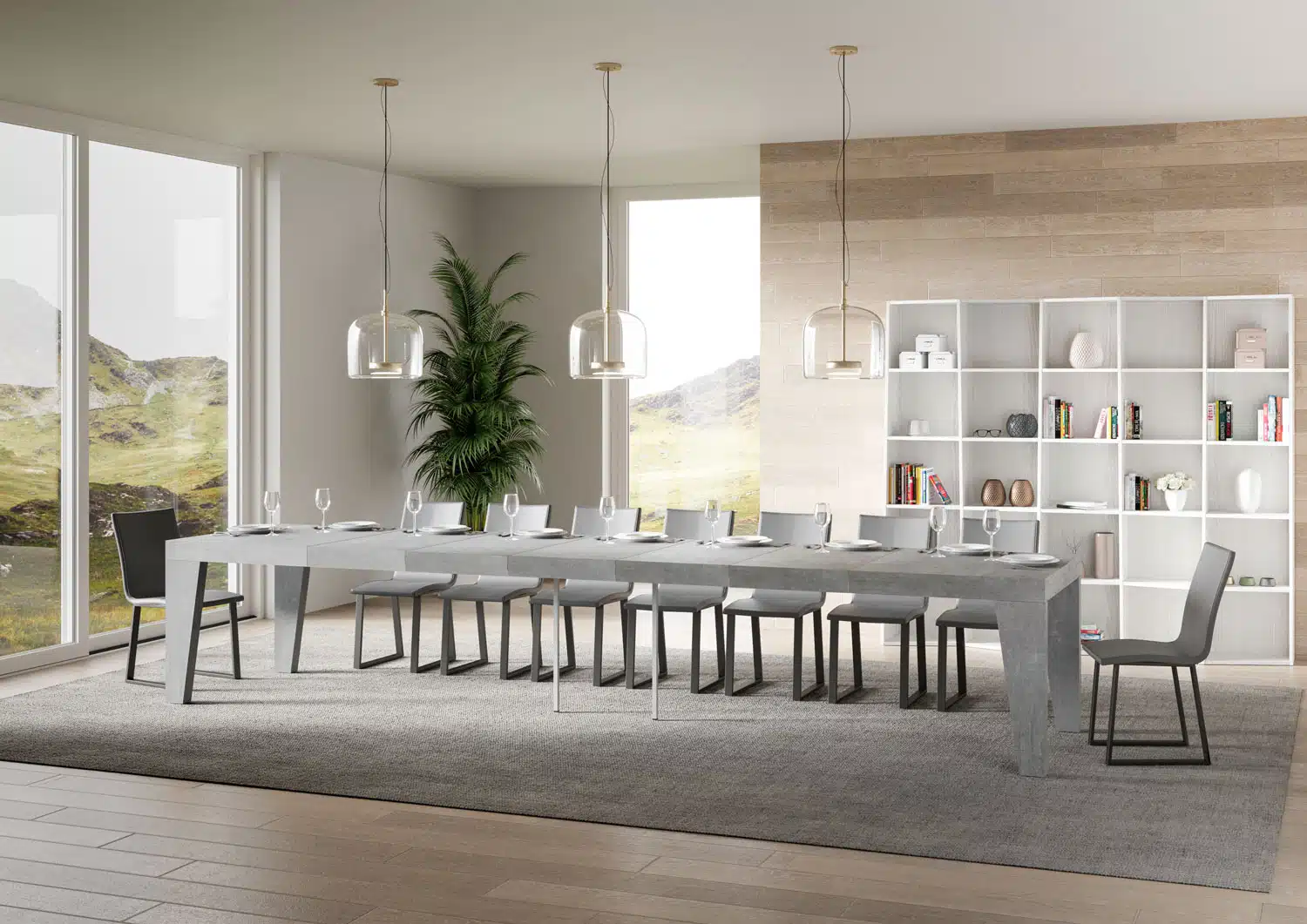 Tavolo allungabile 200/460x90 cm Naxy Premium cemento - immagine 4