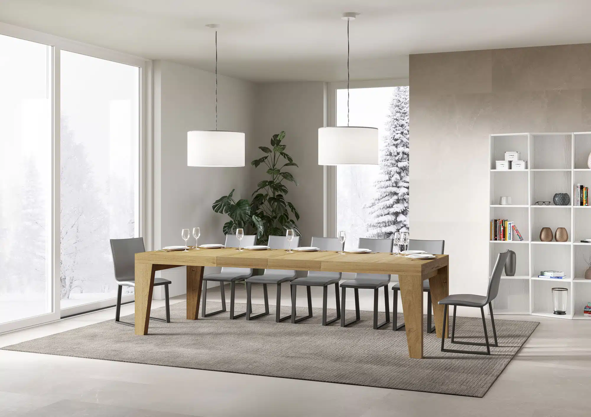 Tavolo allungabile 180/284x90 cm Naxy Premium quercia natura