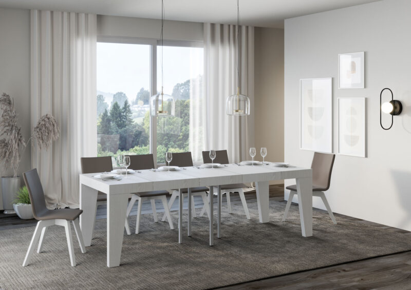 Tavolo allungabile 90/246x90 cm Naxy Premium bianco frassino - immagine 3