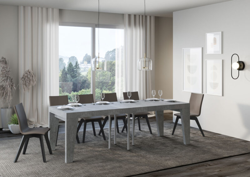 Tavolo allungabile 90/246x90 cm Naxy Premium cemento - immagine 3