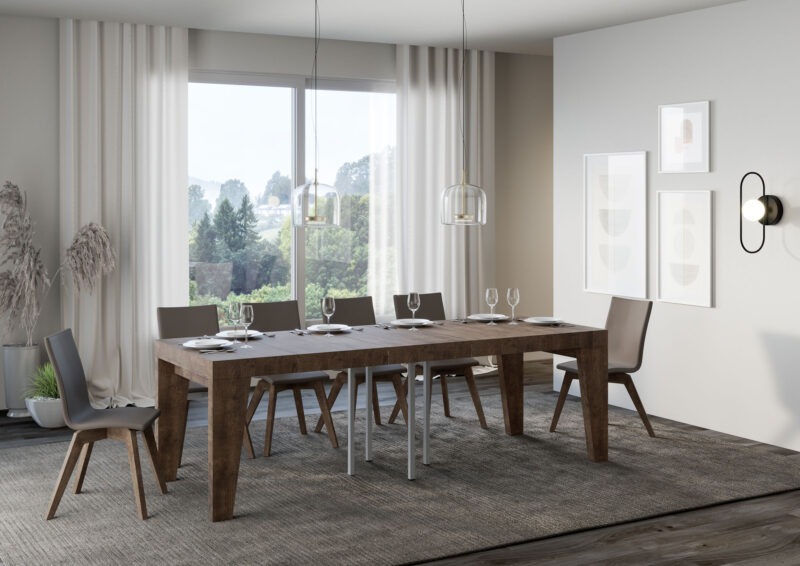 Tavolo allungabile 90/246x90 cm Naxy Premium noce - immagine 3
