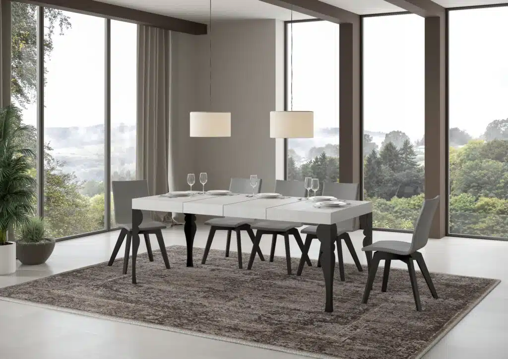 Tavolo allungabile 120/380x90 cm Paxon Premium bianco frassino gambe antracite - foto 1