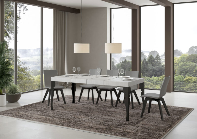 Tavolo allungabile 120/224x90 cm Paxon Premium bianco frassino gambe antracite - immagine 3