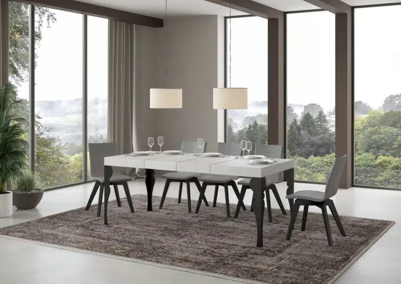 Tavolo allungabile 120/380x90 cm Paxon Premium bianco frassino gambe antracite - foto 1