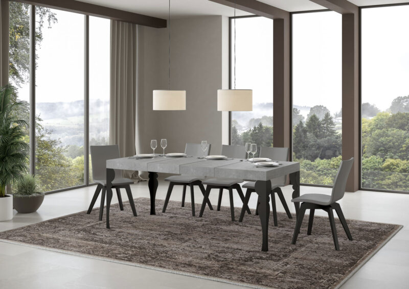 Tavolo allungabile 140/244x90 cm Paxon Premium cemento gambe antracite - immagine 3