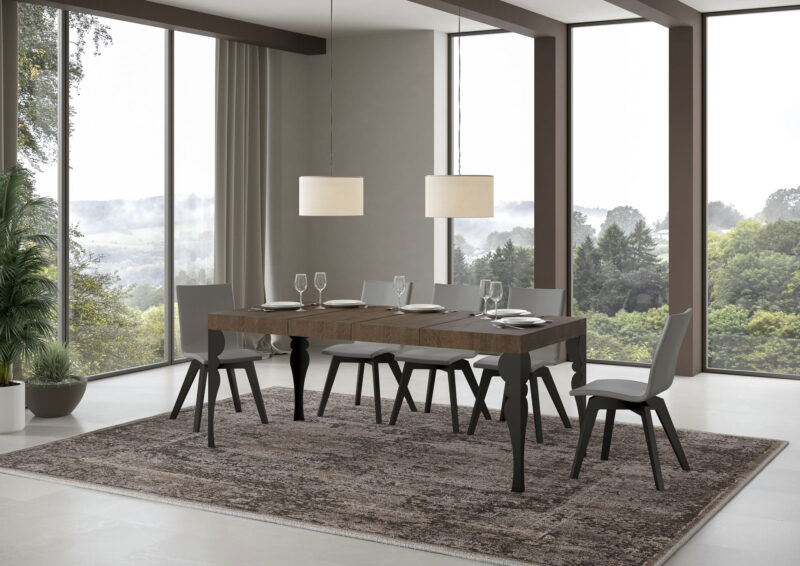 Tavolo allungabile 140/244x90 cm Paxon Premium noce gambe antracite - immagine 3