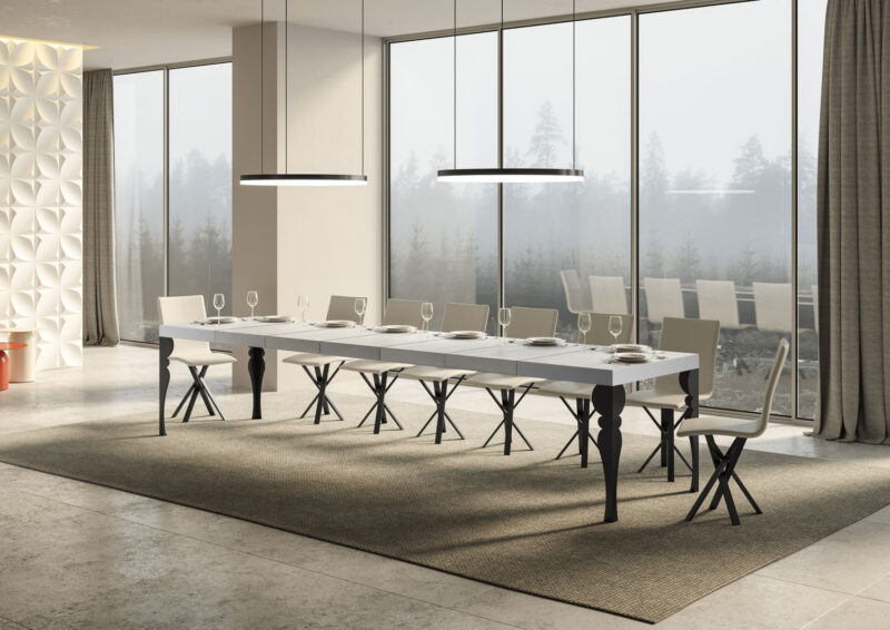 Tavolo allungabile 180/440x90 cm Paxon Premium bianco frassino gambe antracite - immagine 4