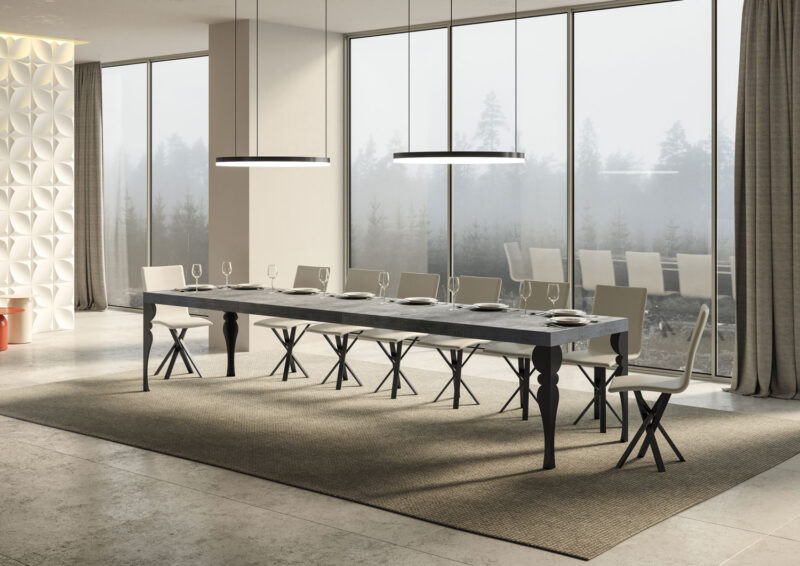 Tavolo allungabile 180/440x90 cm Paxon Premium cemento gambe antracite - immagine 4