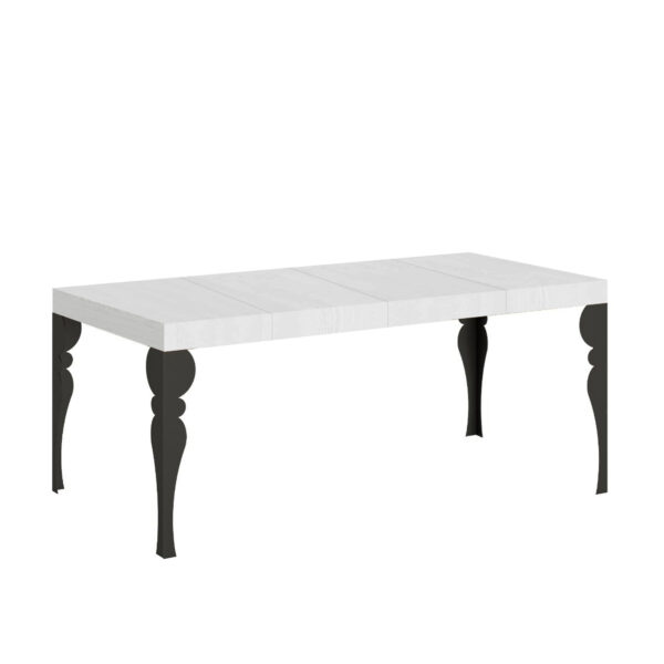 Tavolo allungabile 90/246x90 cm Paxon Premium bianco frassino gambe antracite
