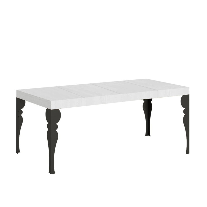Tavolo allungabile 90/246x90 cm Paxon Premium bianco frassino gambe antracite
