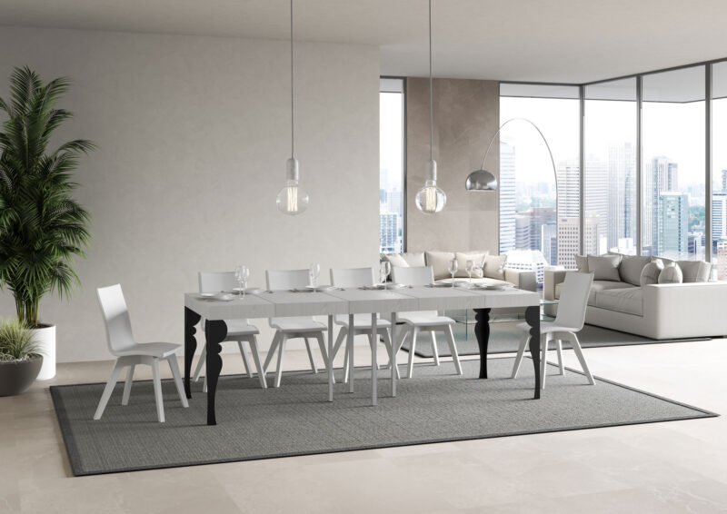 Tavolo allungabile 90/246x90 cm Paxon Premium bianco frassino gambe antracite - immagine 3