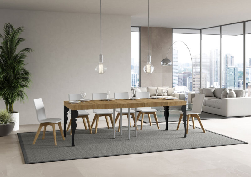 Tavolo allungabile 90/246x90 cm Paxon Premium quercia natura gambe antracite - immagine 3