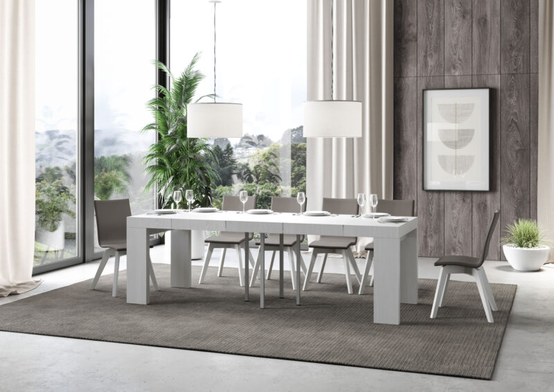 Tavolo allungabile 90/246x90 cm Roxell Premium bianco frassino - immagine 3