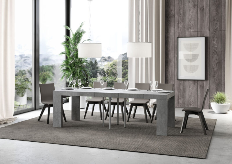 Tavolo allungabile 90/246x90 cm Roxell Premium cemento - immagine 3