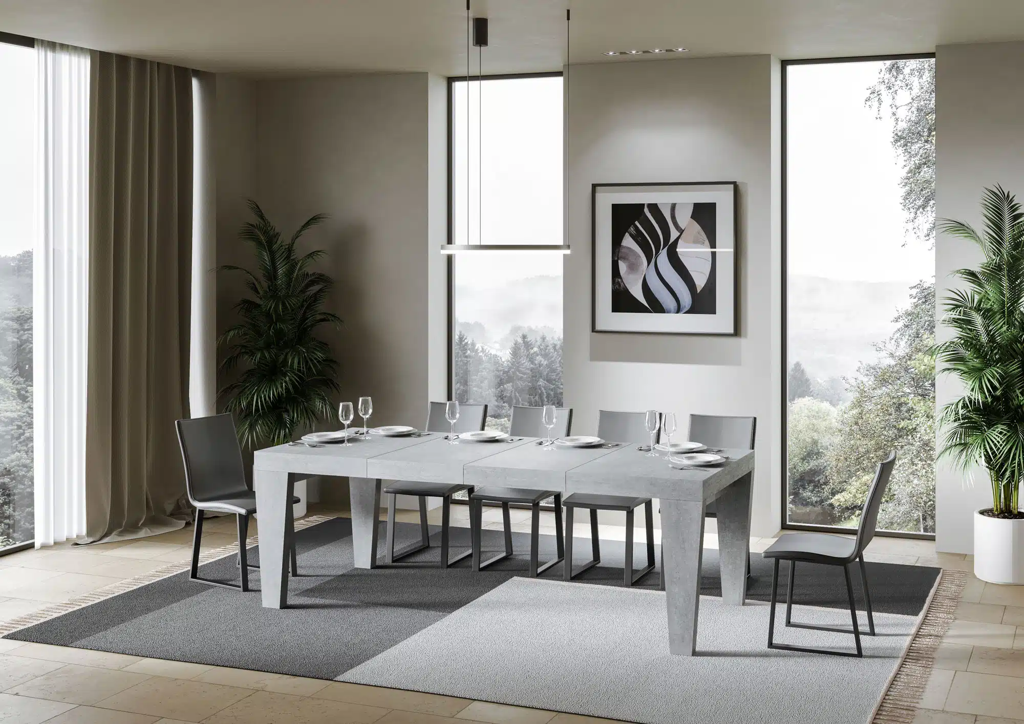 Tavolo allungabile 120/224x90 cm Spimbo Premium cemento - immagine 3