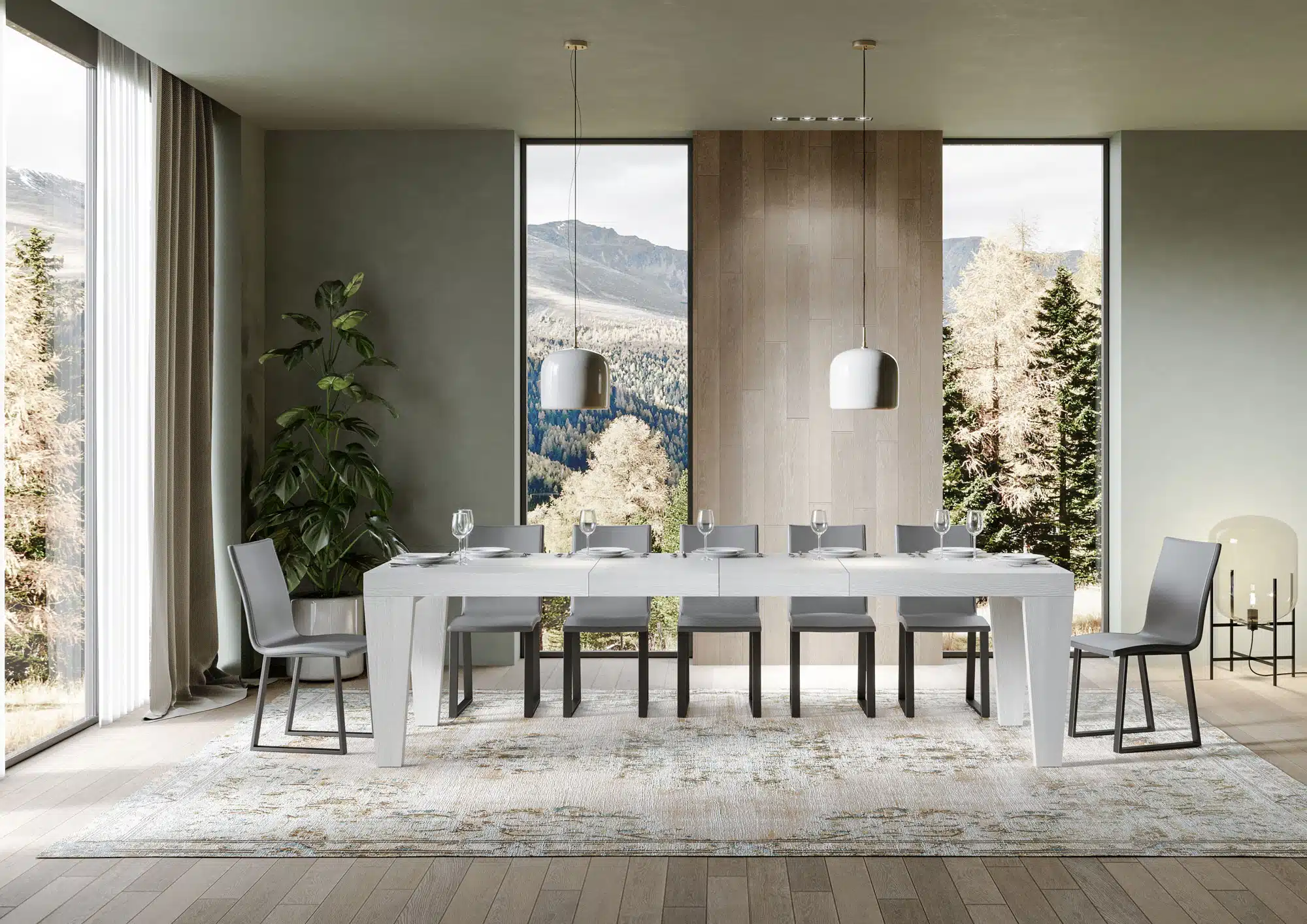 Tavolo allungabile 160/420x90 cm Spimbo Premium bianco frassino - immagine 3