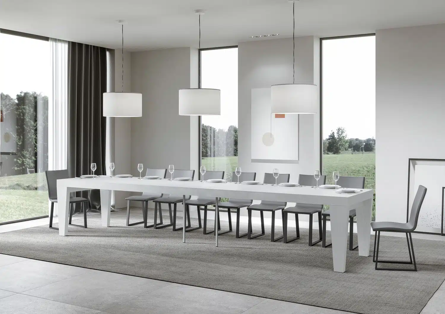 Tavolo allungabile 160/420x90 cm Spimbo Premium bianco frassino - immagine 4