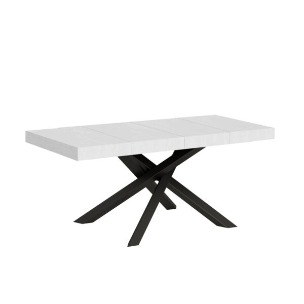 Tavolo allungabile 120/224x90 cm Volantis Premium bianco frassino gambe antracite