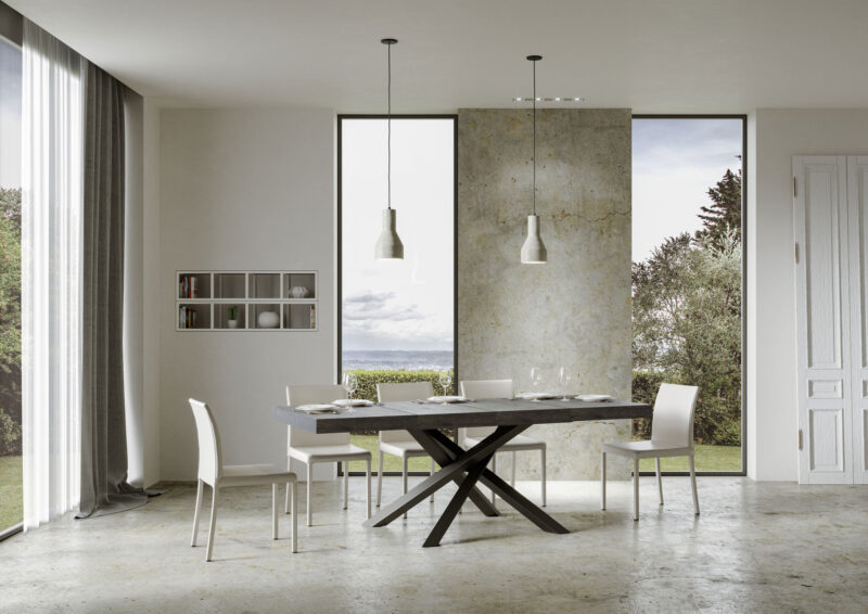 Tavolo allungabile 120/224x90 cm Volantis Premium cemento gambe antracite - immagine 4