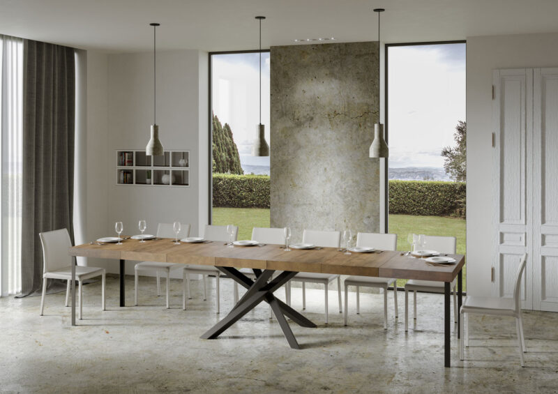 Tavolo allungabile 200/460x90 cm Volantis Premium noce gambe antracite - immagine 5