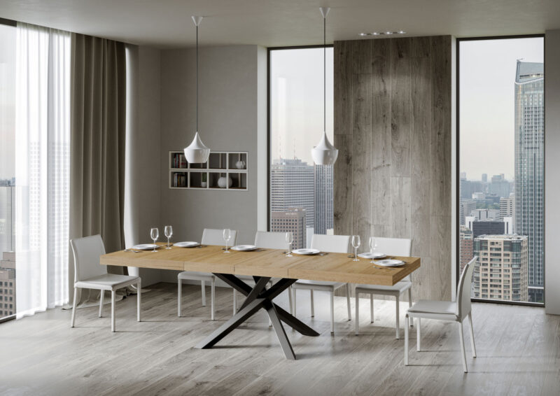 Tavolo allungabile 160/264x90 cm Volantis Premium quercia natura gambe antracite - immagine 4