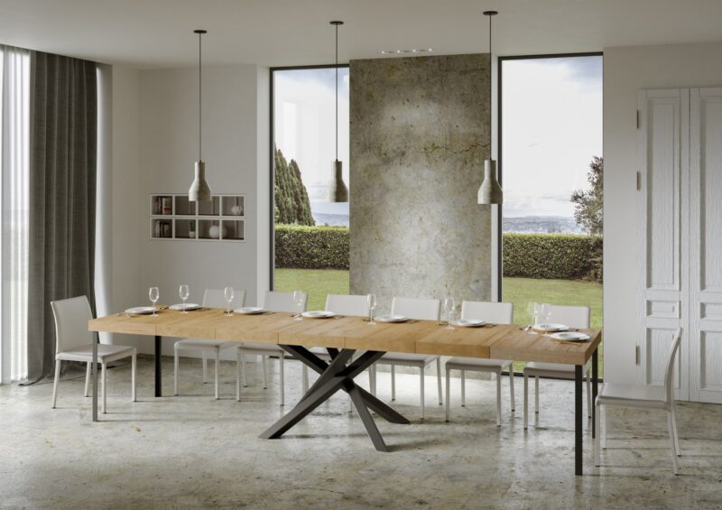 Tavolo allungabile 140/400x90 cm Volantis Premium quercia natura gambe antracite - immagine 5