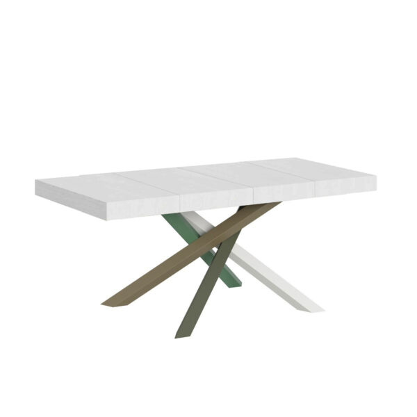 Tavolo allungabile 120/380x90 cm Volantis Premium bianco frassino gambe multicolore 4/A