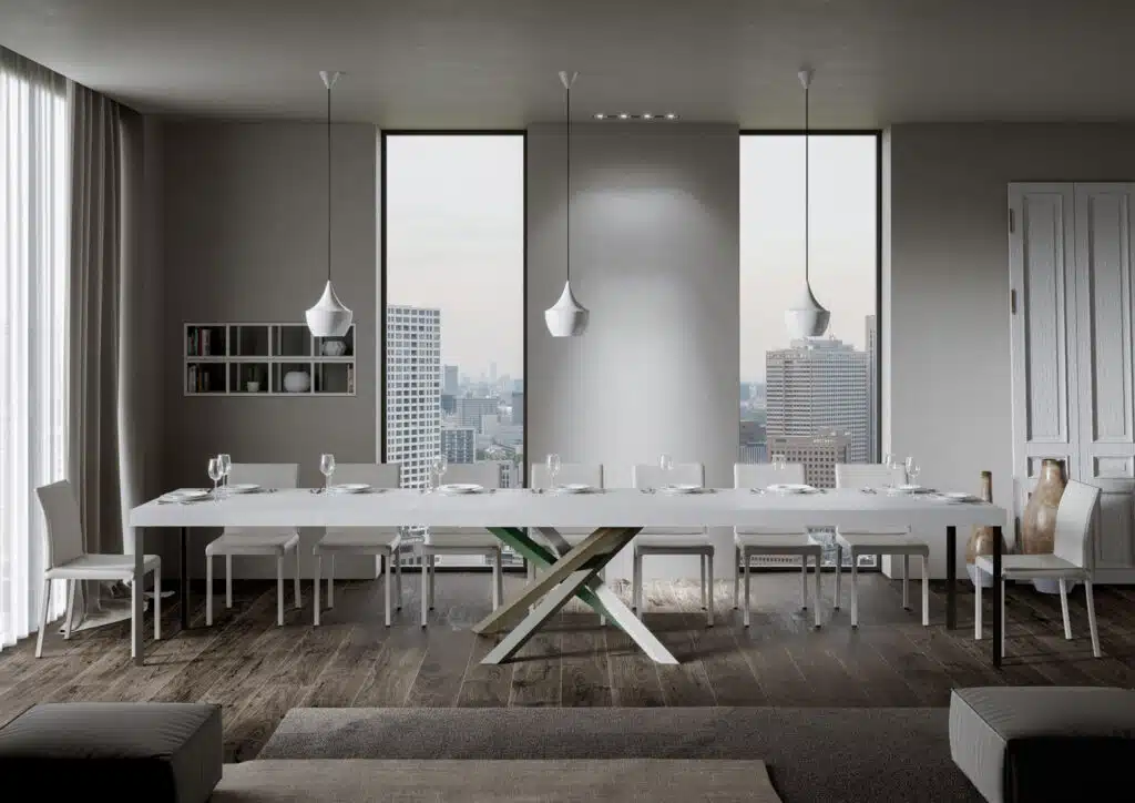 Tavolo allungabile 130/390x90 cm Volantis Premium bianco frassino gambe multicolore 4/A - foto 3