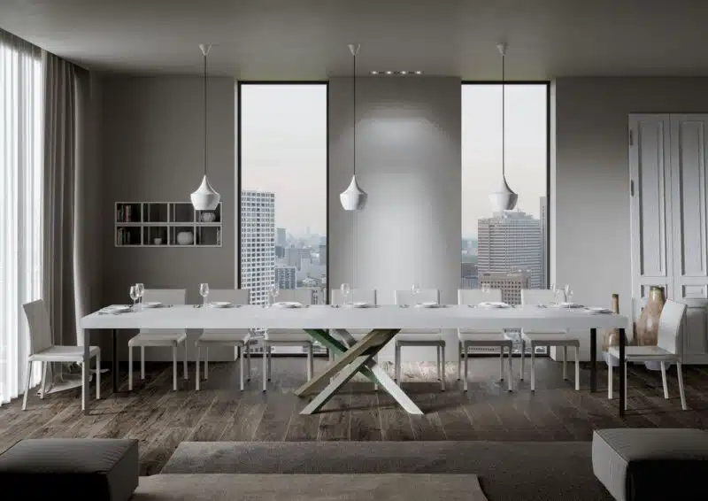 Tavolo allungabile 130/390x90 cm Volantis Premium bianco frassino gambe multicolore 4/A - foto 3