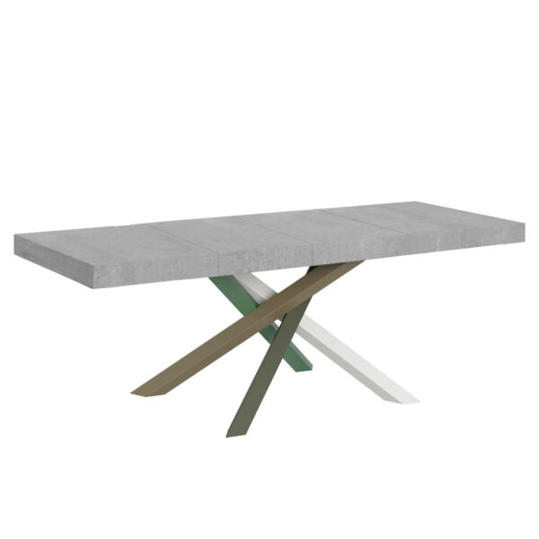 Tavolo allungabile 160/420x90 cm Volantis Premium cemento gambe multicolore 4/A