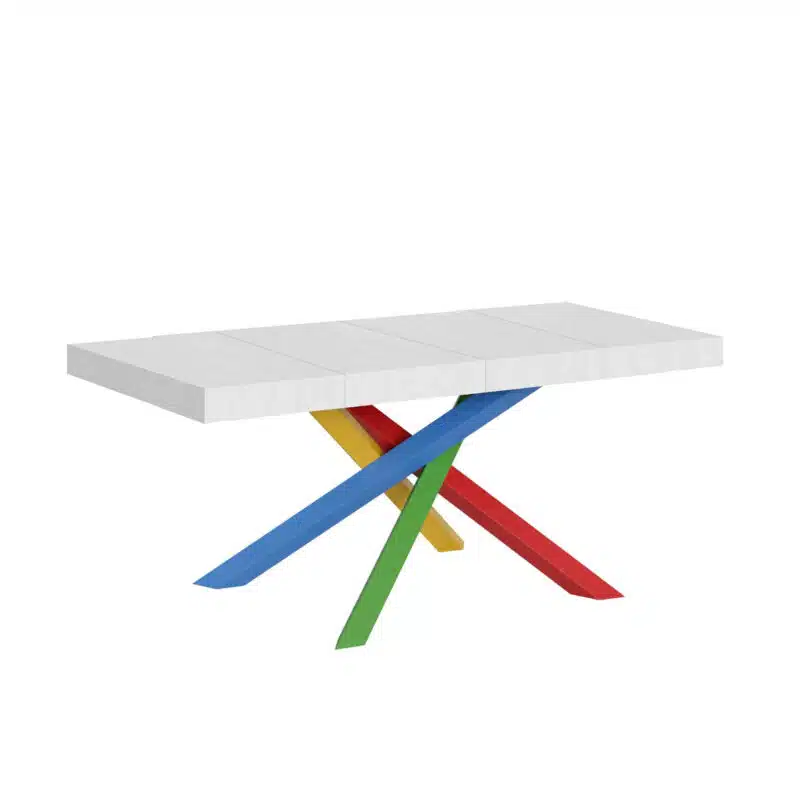 Tavolo allungabile 140/400x90 cm Volantis Premium bianco frassino gambe multicolore 4/B - foto 1