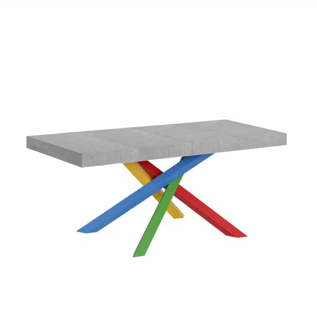 Tavolo allungabile 130/390x90 cm Volantis Premium cemento gambe multicolore 4/B - foto 1