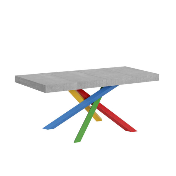 Tavolo allungabile 120/380x90 cm Volantis Premium cemento gambe multicolore 4/B