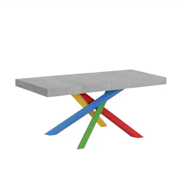 Tavolo allungabile 140/244x90 cm Volantis Premium cemento gambe multicolore 4/B