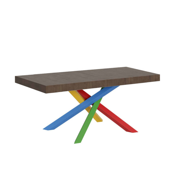 Tavolo allungabile 120/380x90 cm Volantis Premium noce gambe multicolore 4/B