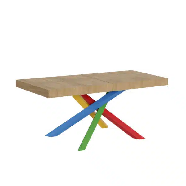 Tavolo allungabile 140/244x90 cm Volantis Premium quercia natura gambe multicolore 4/B