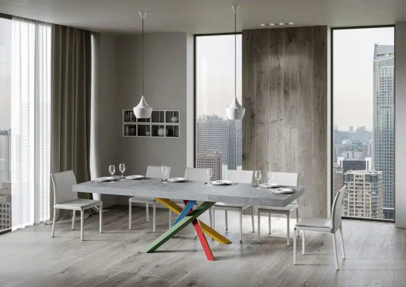 Tavolo allungabile 130/390x90 cm Volantis Premium cemento gambe multicolore 4/B - foto 3