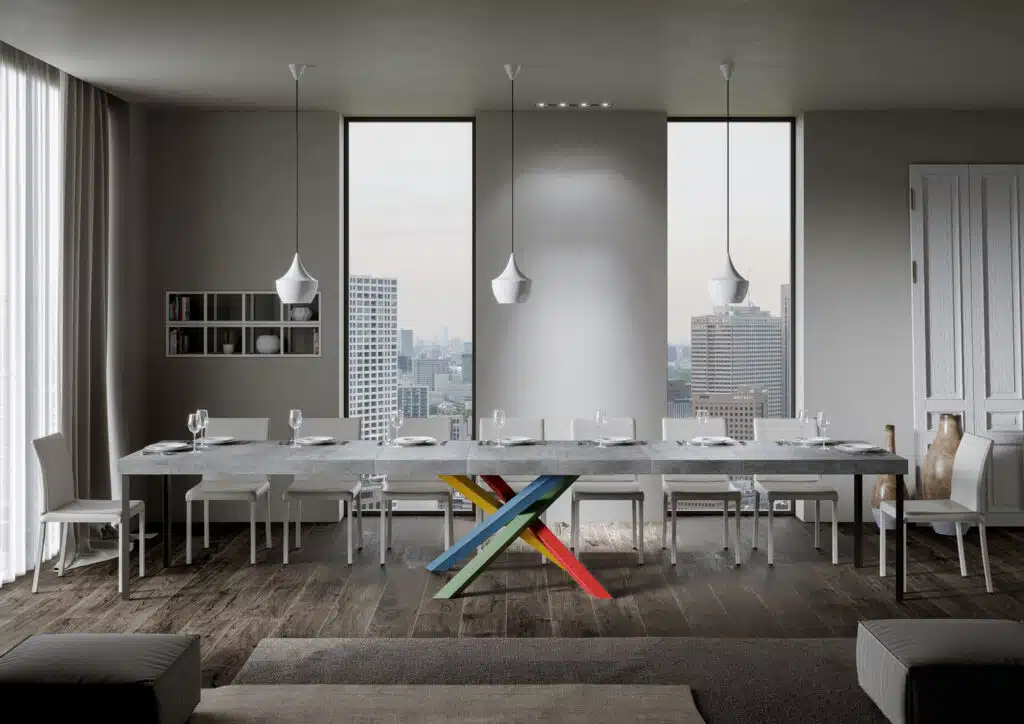 Tavolo allungabile 130/390x90 cm Volantis Premium cemento gambe multicolore 4/B - foto 4