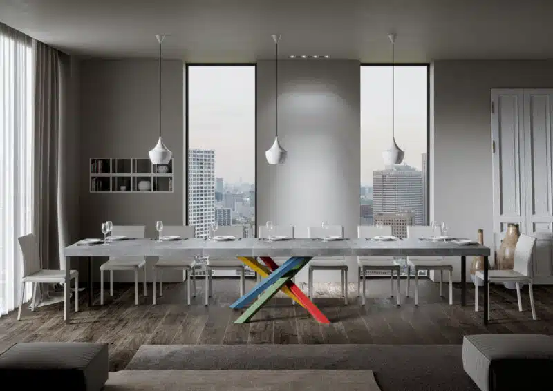 Tavolo allungabile 130/390x90 cm Volantis Premium cemento gambe multicolore 4/B - foto 4