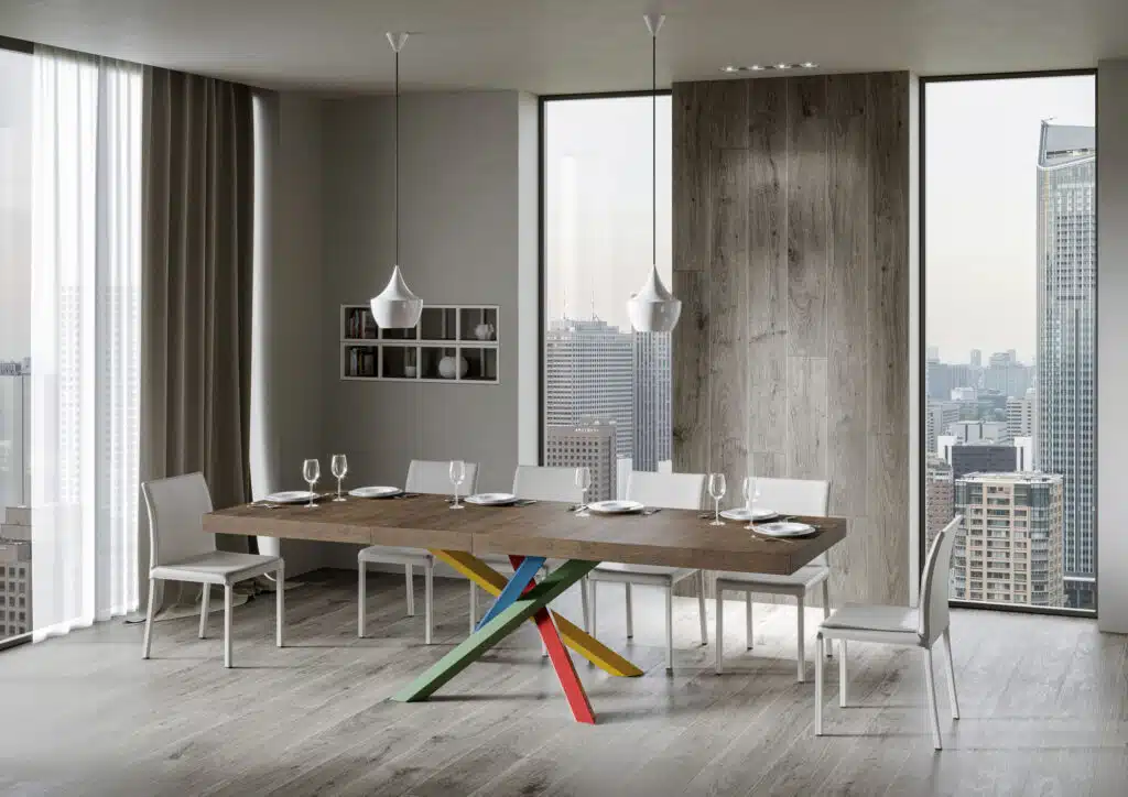 Tavolo allungabile 140/244x90 cm Volantis Premium noce gambe multicolore 4/B - foto 3