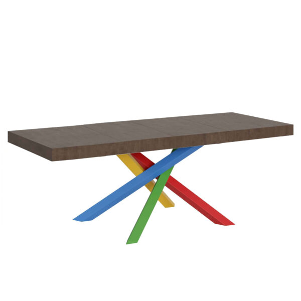 Tavolo allungabile 160/420x90 cm Volantis Premium noce gambe multicolore 4/B