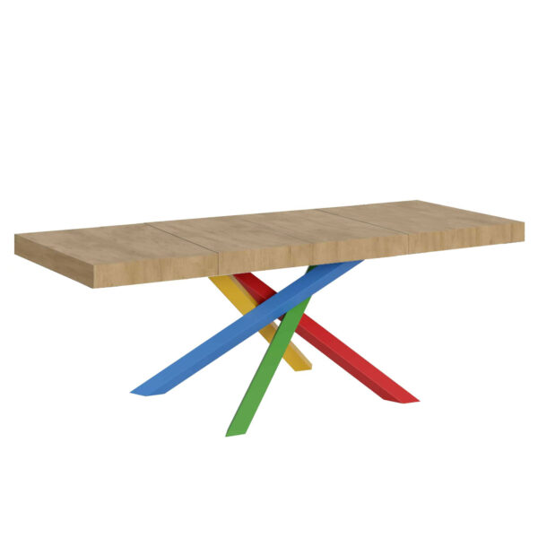 Tavolo allungabile 160/420x90 cm Volantis Premium quercia natura gambe multicolore 4/B