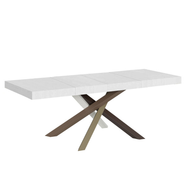 Tavolo allungabile 160/420x90 cm Volantis Premium bianco frassino gambe multicolore 4/C
