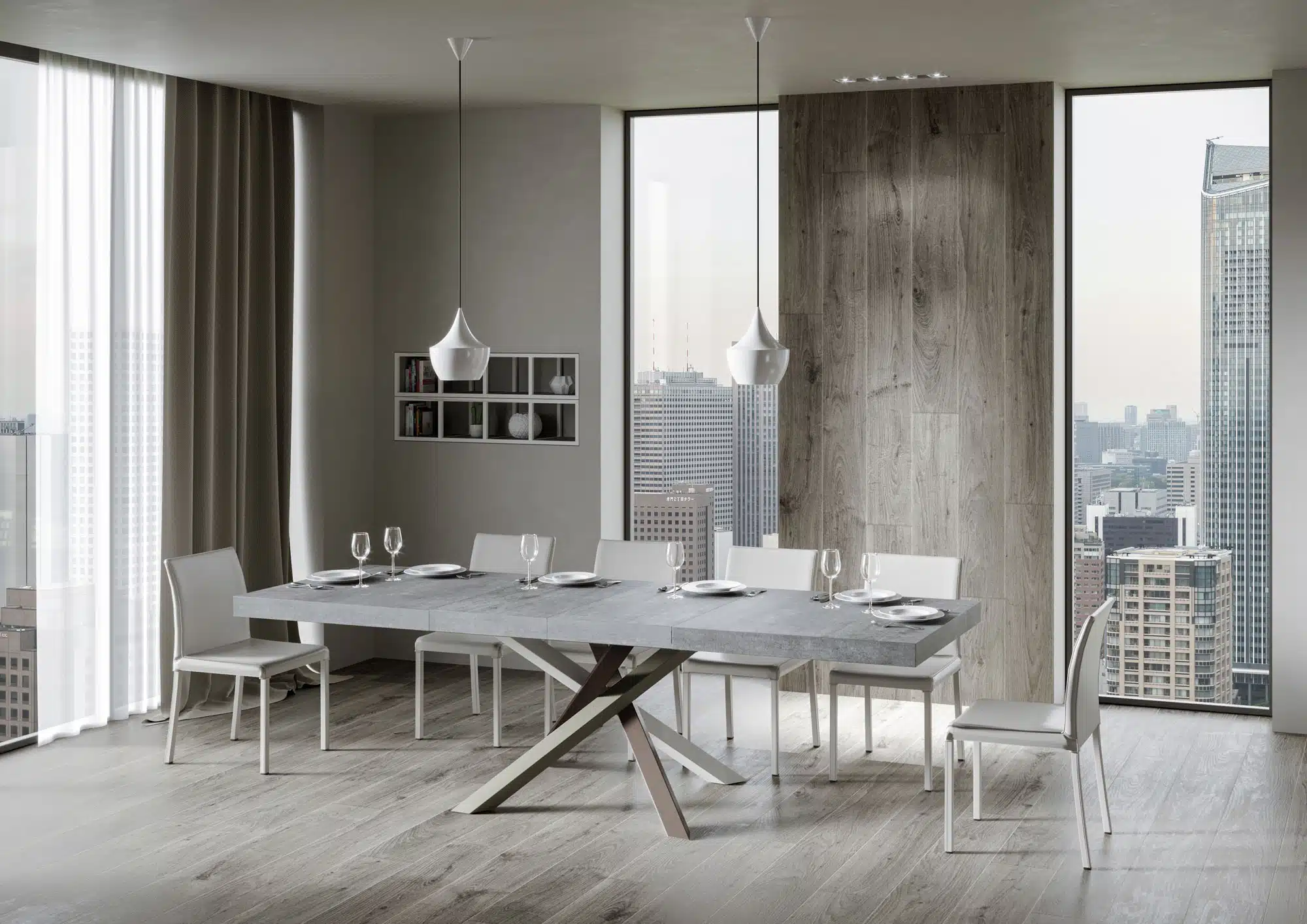 Tavolo allungabile 120/380x90 cm Volantis Premium cemento gambe multicolore 4/C - immagine 3
