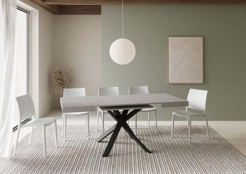 Tavolo allungabile 90/194x90 cm Clerk cashmere gambe antracite - immagine 3