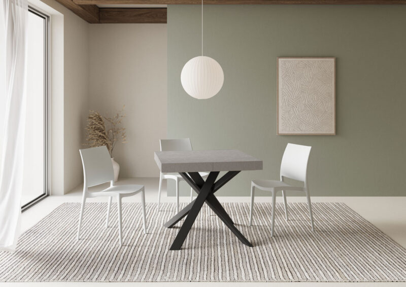 Tavolo allungabile 90/194x90 cm Clerk Premium cashmere gambe antracite - immagine 2