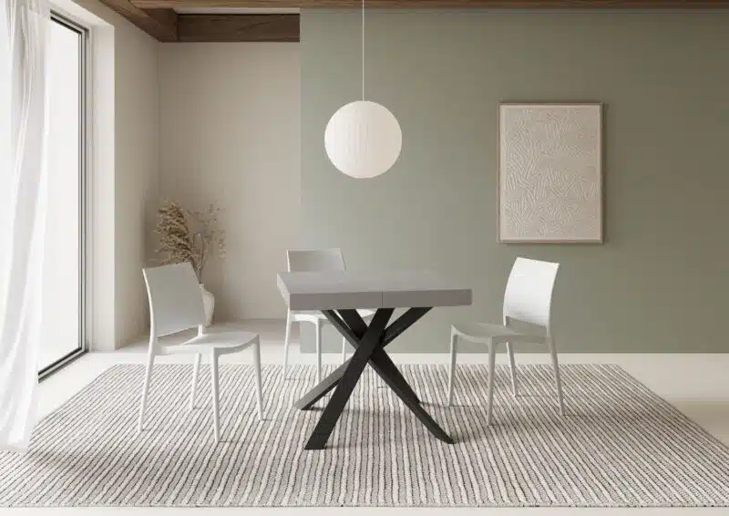 Tavolo allungabile 90/194x90 cm Clerk Premium cashmere gambe antracite - foto 3