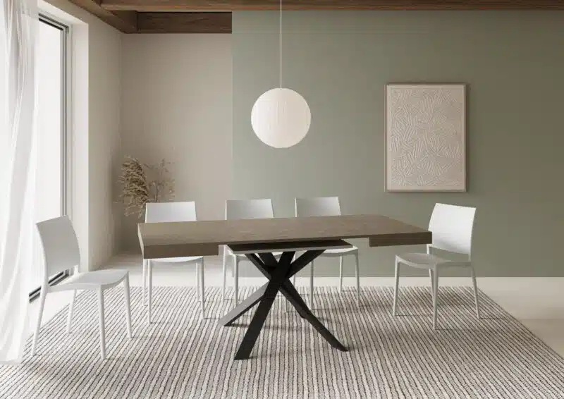 Tavolo allungabile 90/194x90 cm Clerk tortora gambe antracite - foto 3