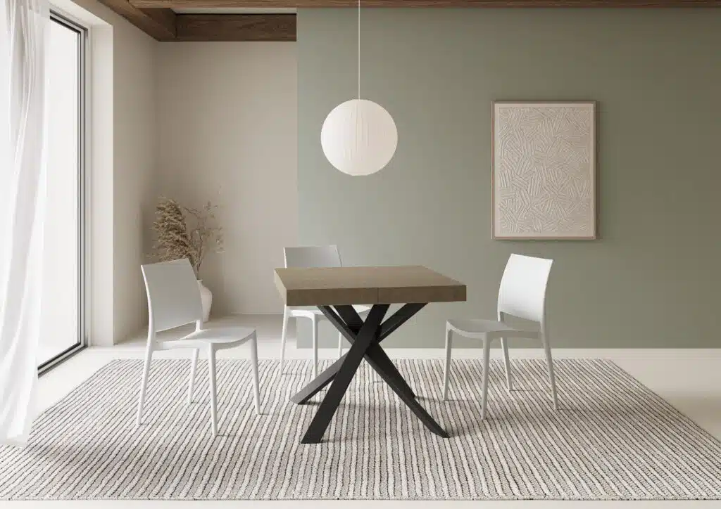 Tavolo allungabile 90/194x90 cm Clerk tortora gambe antracite - foto 1
